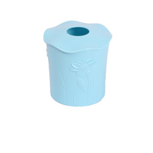 Round Lotus Pattern Cover Plastic Tissue Box Holder Storage Organizer For Home Car Office